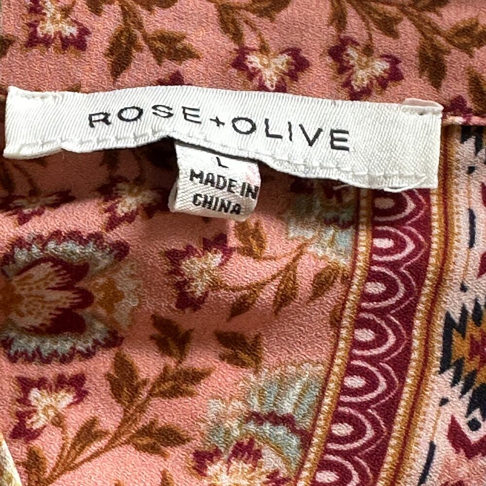 Rose & Olive Patchwork Button Top Womens Large Multicolor Paisley Floral Boho - Picture 6 of 10